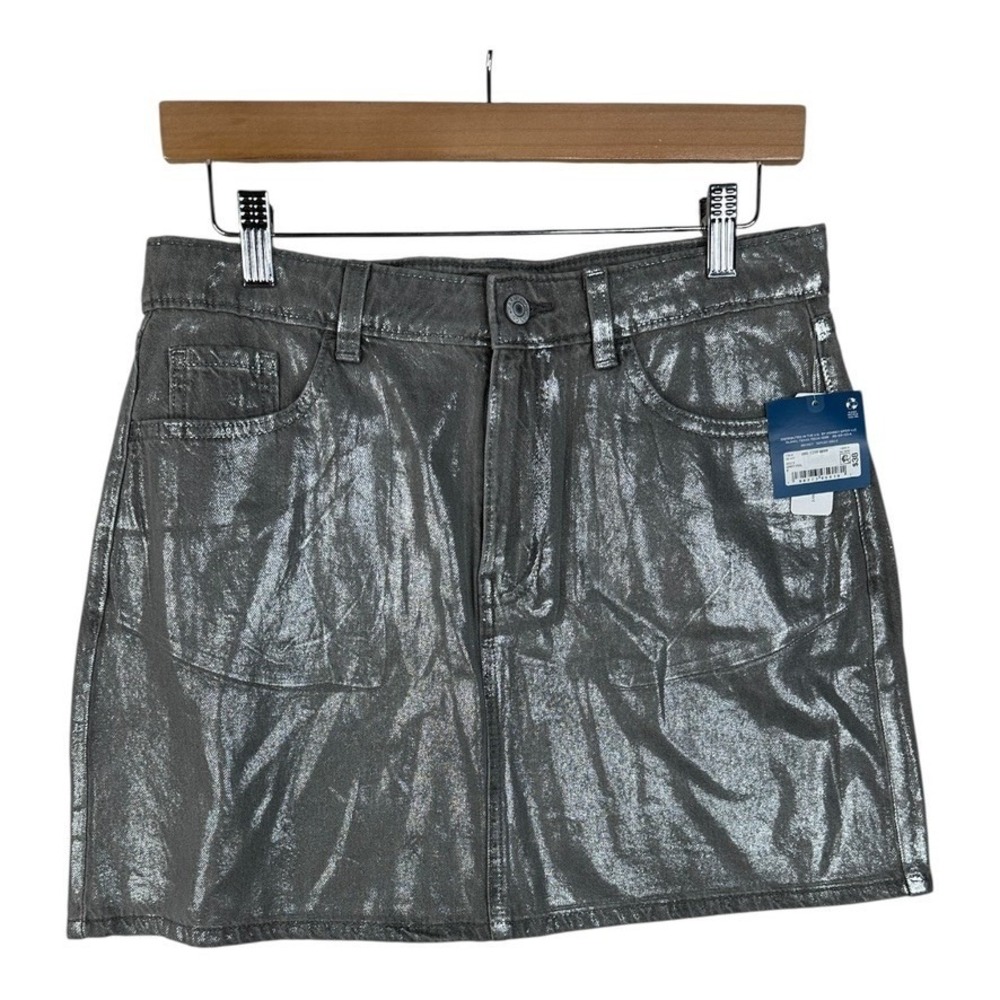 NWT Arizona Womens Mid Rise A lIne Skirt Grey Foil Size Size 8